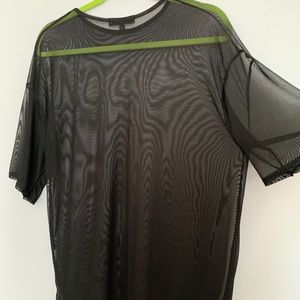 Black Oversized Mesh T-Shirt